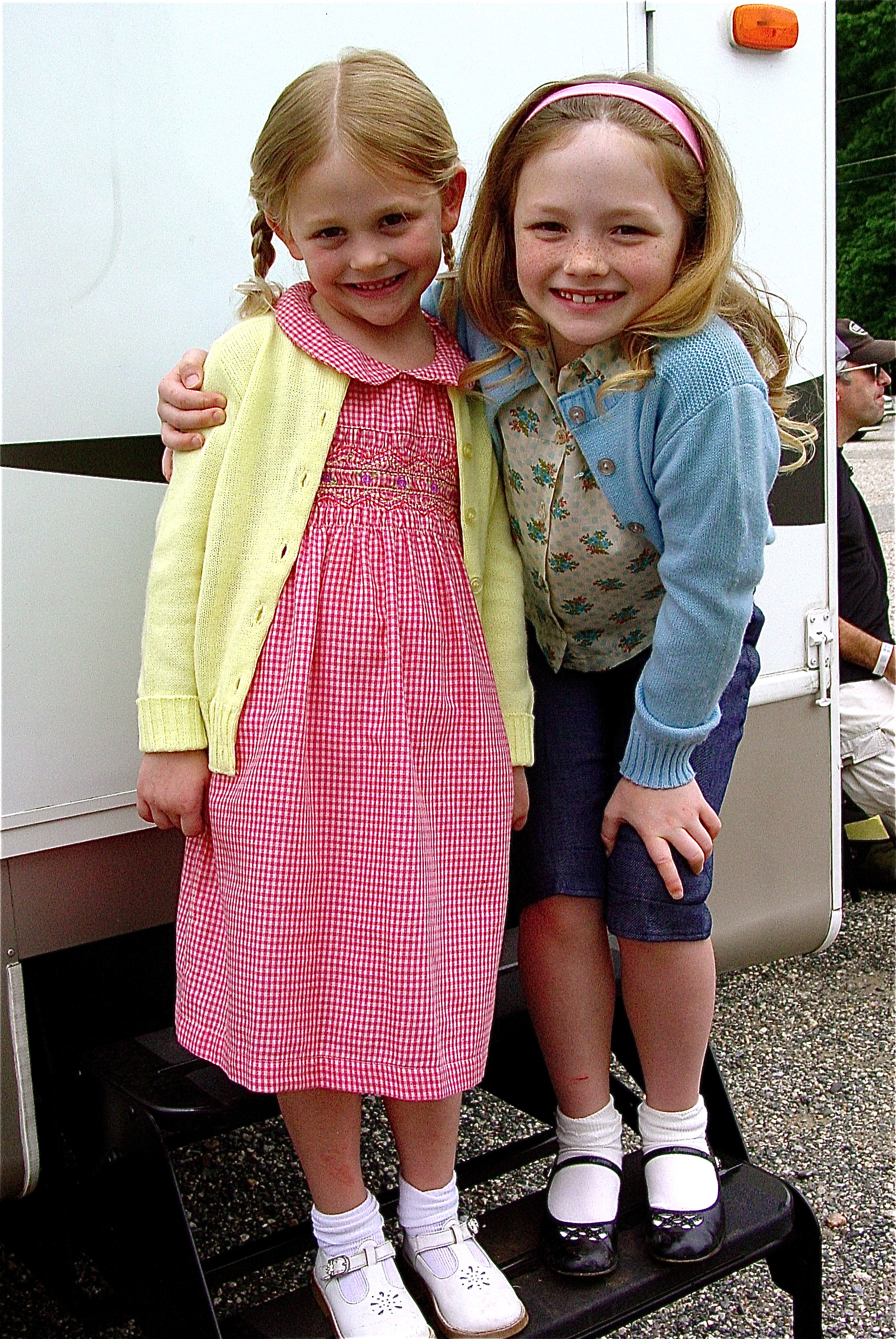 Natalie Alyn Lind with co-star Emiy Alyn Lind on the set of Blood Done Sign My Name