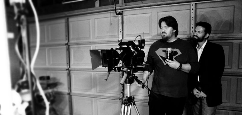 Director Marc Hampson with actor Ryan Schwartzman on the set of 'Small Town'
