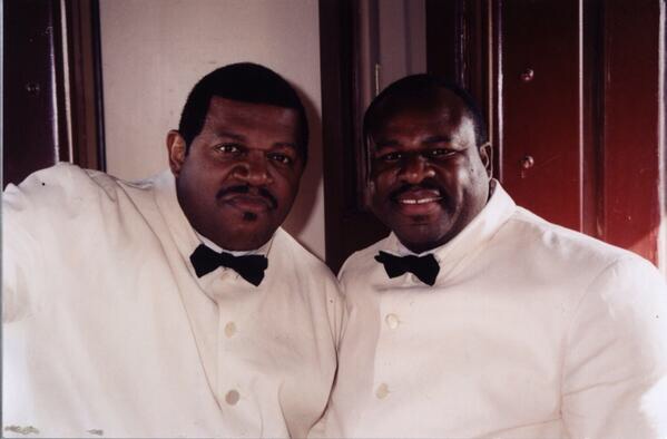 Canadian stuntman Christopher D. Amos, father of Michael A. Amos, pictured on set with Charles S. Dutton