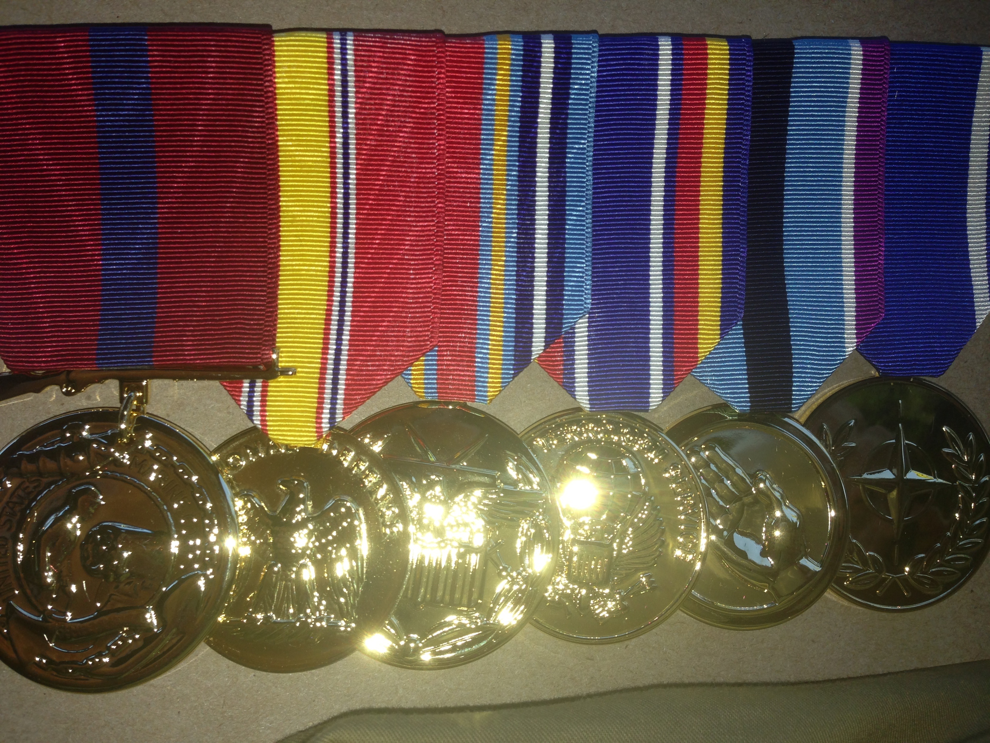 Sgt. Andrew McLaren's military medals earned in Iraq and Liberia.