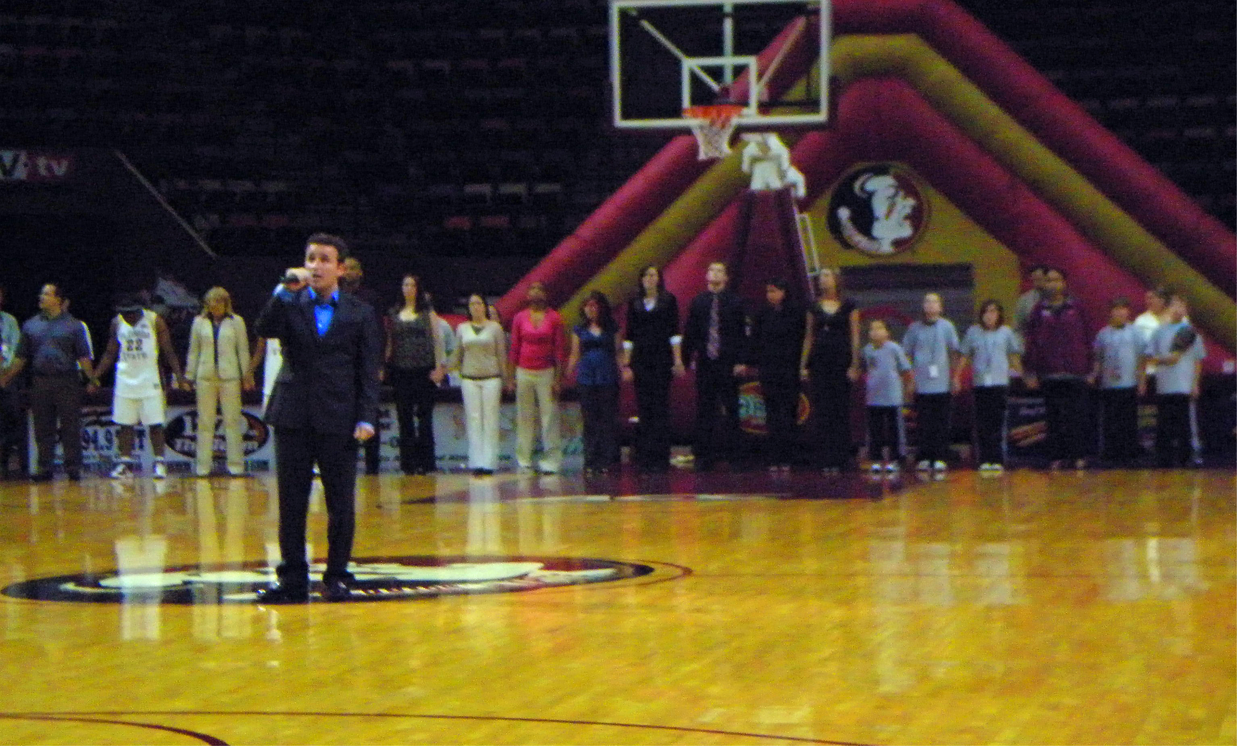 Singing the National Anthem at FSU's basketball game