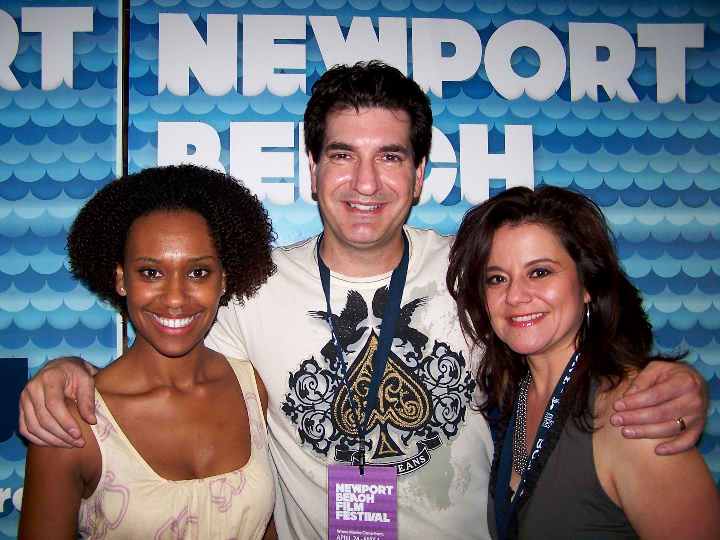 Director David Asmussen with actress Ryan Michelle Bathe and Executive Producer Sylvia Asmussen at the screening of April Moon at the Newport Beach Film Festival.