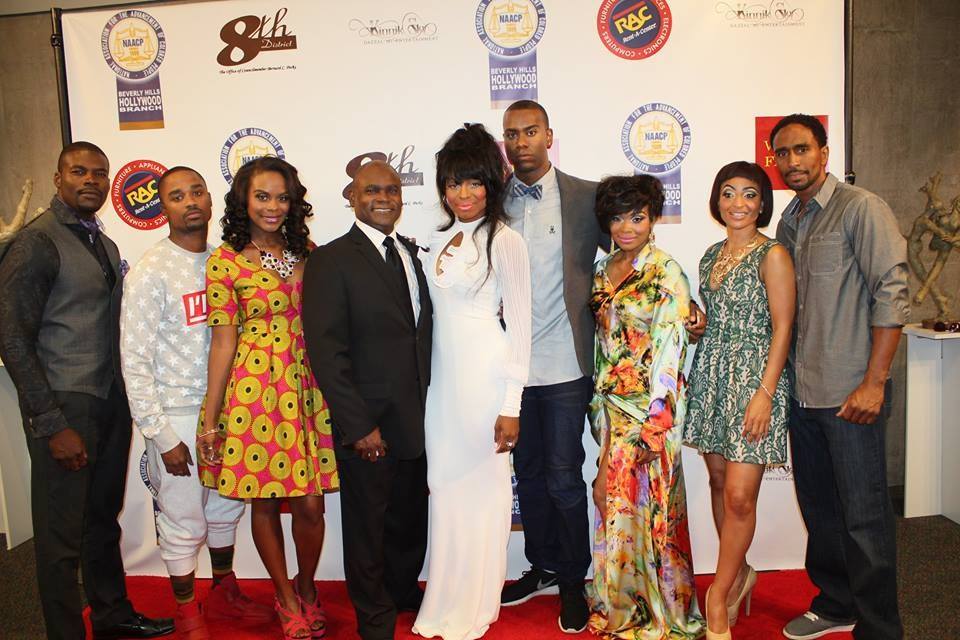 Amin Joseph, Jerrel O-Neal, Kinnik Sky, Rhonda Morman, Syr Law, Roger Payano - Cast of Sunday Mourning with Bobby Lopez - Executive Producer & Nic Few at Sunday Mourning red carpet hosted by NAACP