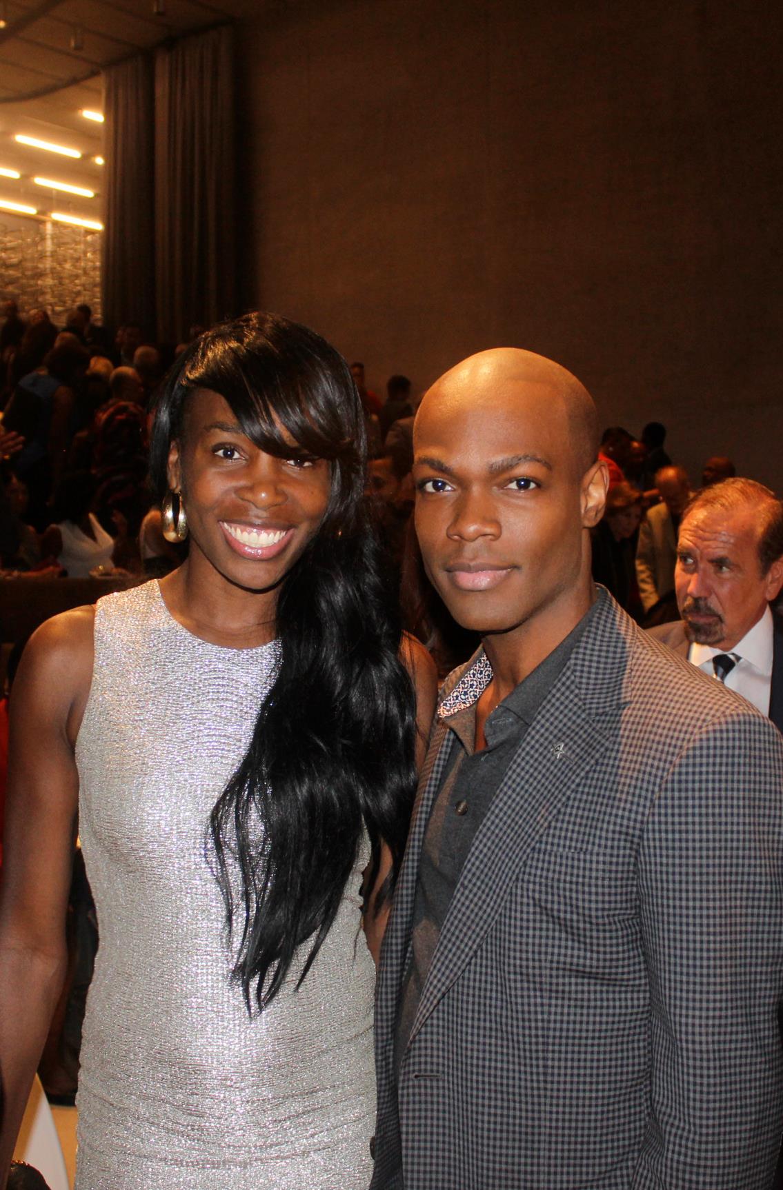 Actor and artist, Kourtney Eugene Brown with tennis star, Venus Williams at the PAMM Fund for African American Art at the Pérez Art Museum Miami