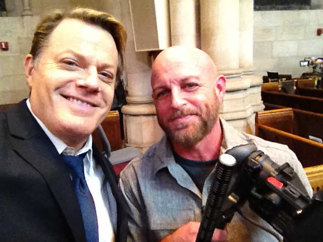 Eddie Izzard takes a selfie of me on the set of Boychoir