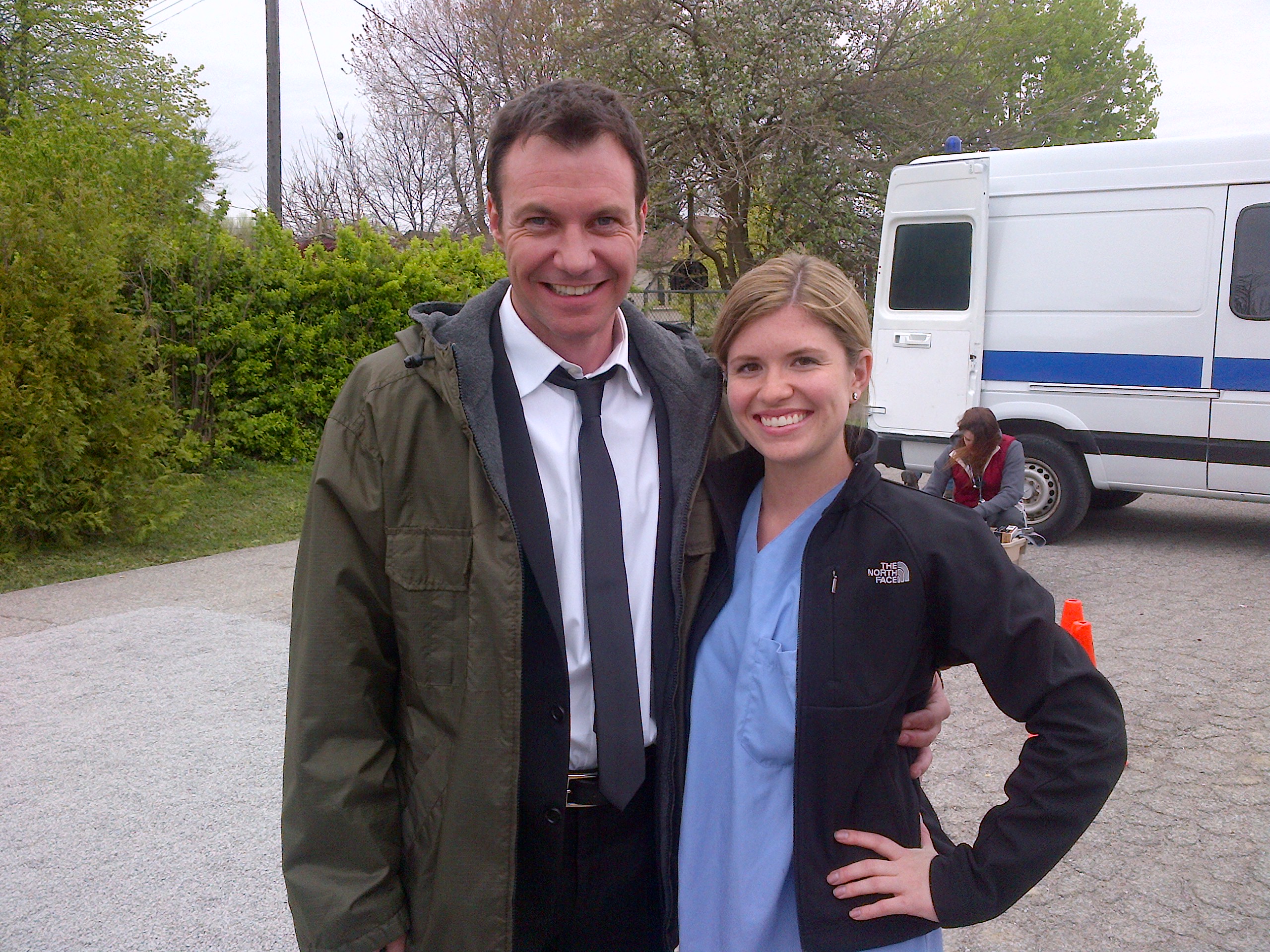 Chris Vance and Olivia Gudaniec on the set of 