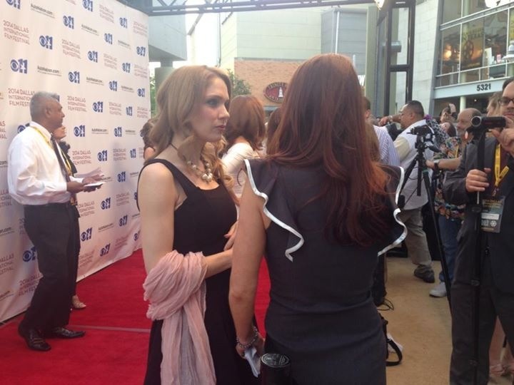Dallas International Film Festival - Cassie Shea being interviewed on the red carpet for award winning film, FLUTTER.