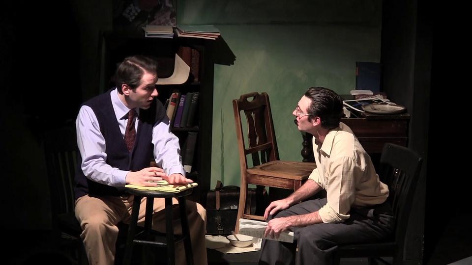 Michael Navara as Harold Clurman and Joshia Roberts as Clifford Odets in In the Maze of Our Own Lives.