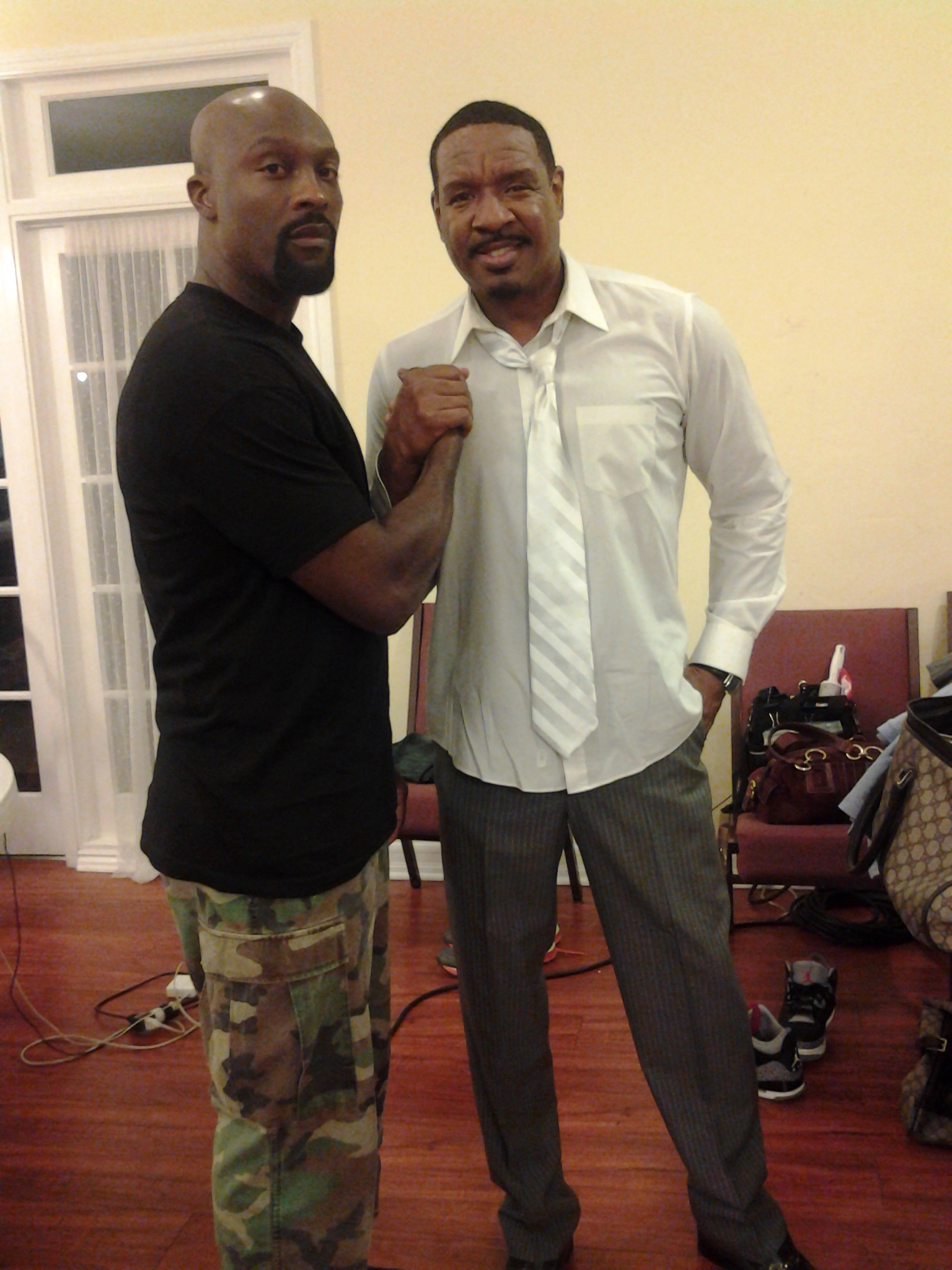 Ro Brooks and Dorian on set of Pastor Shirley, Feature Film