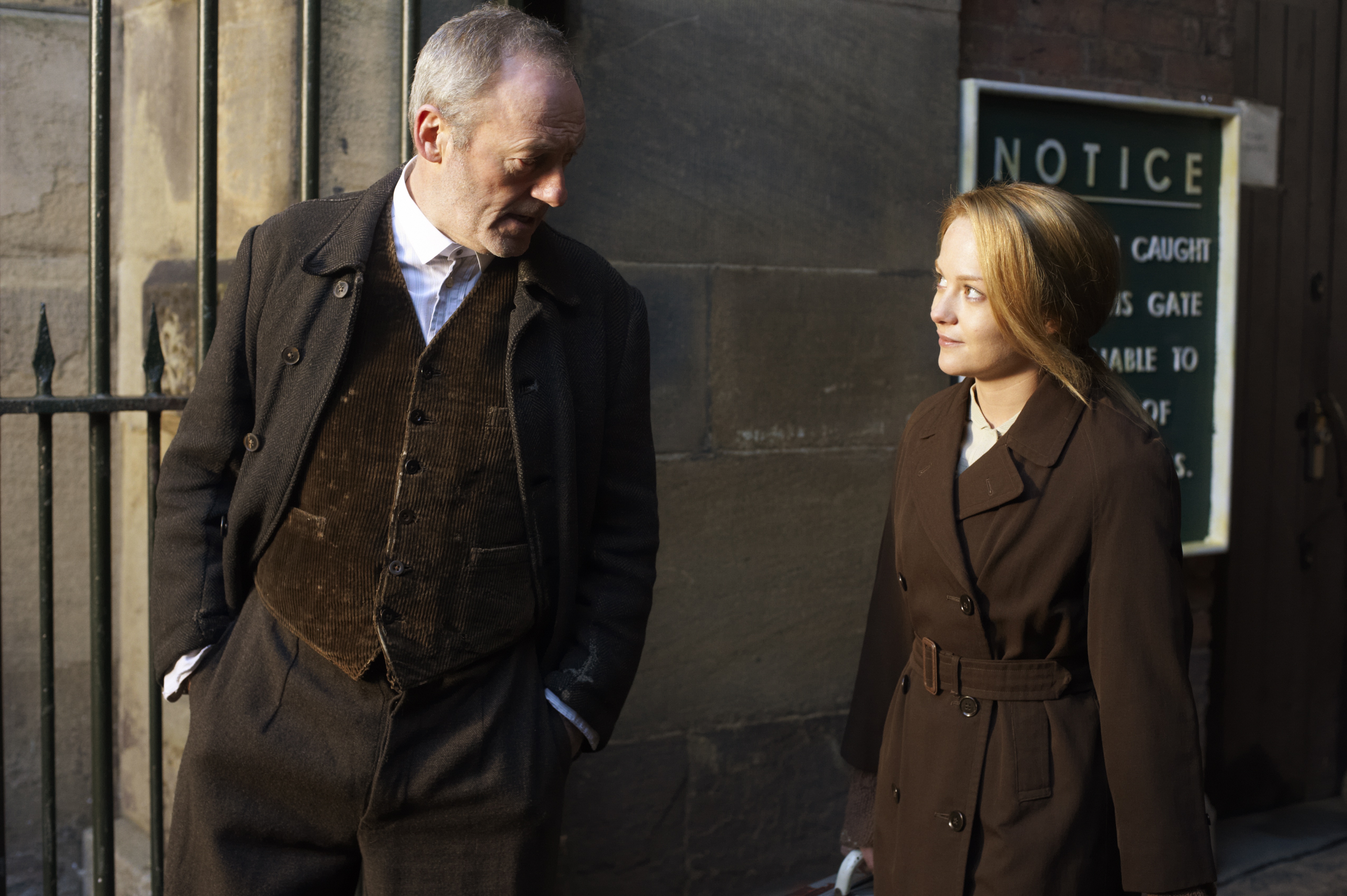 Still of Liam Cunningham and Sarah Greene in Noble (2014)