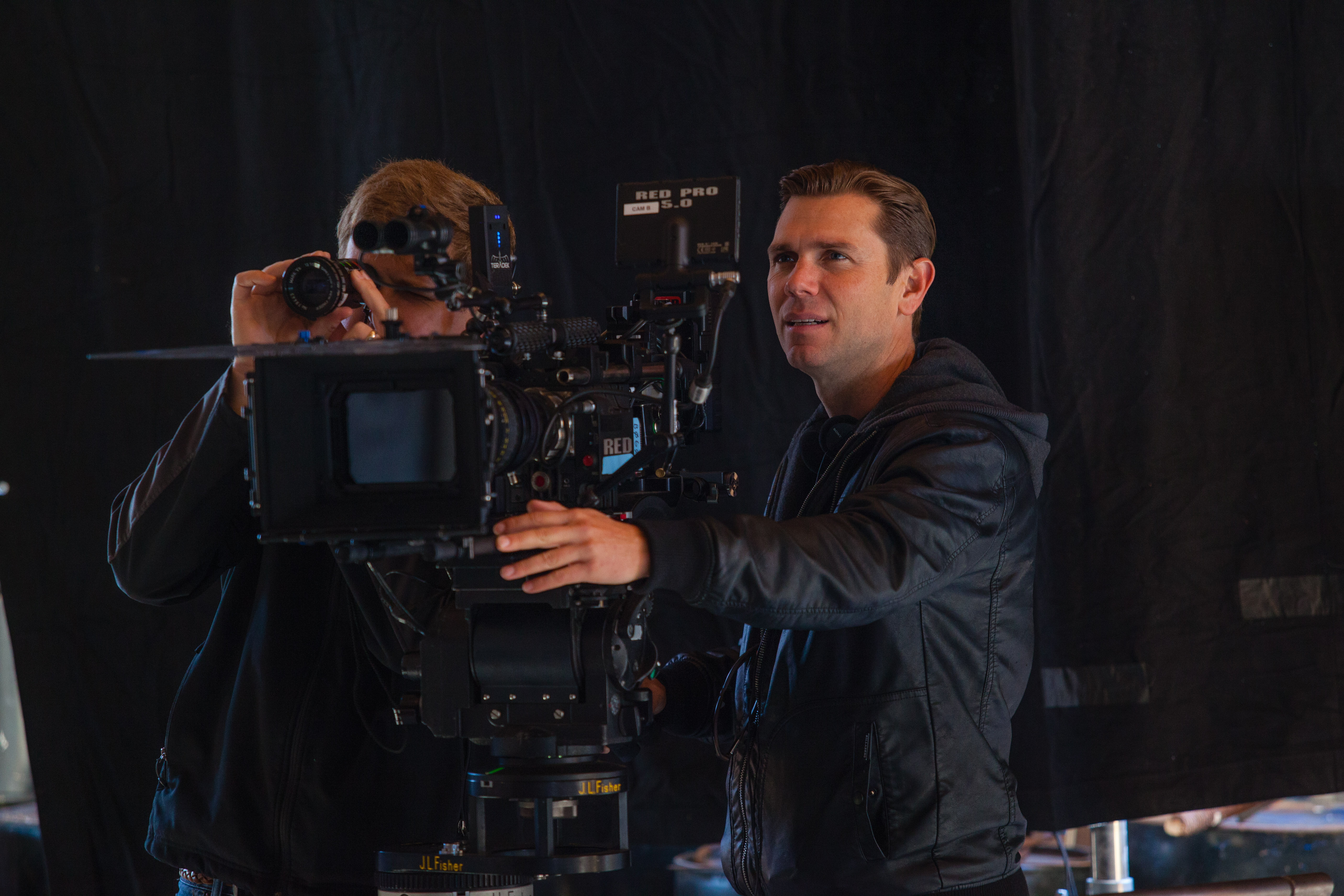 Cinematographer, Pete Wages & Actor/Producer, Randy LaHaye, on the set of VANISHED