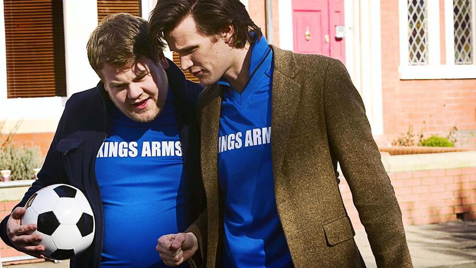 Still of James Corden and Matt Smith in Doctor Who (2005)