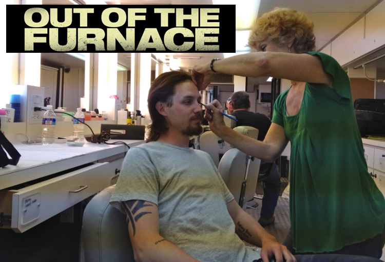 In the Hair/Makeup trailer getting ready to double Christian Bale on Set of OUT OF THE FURANCE