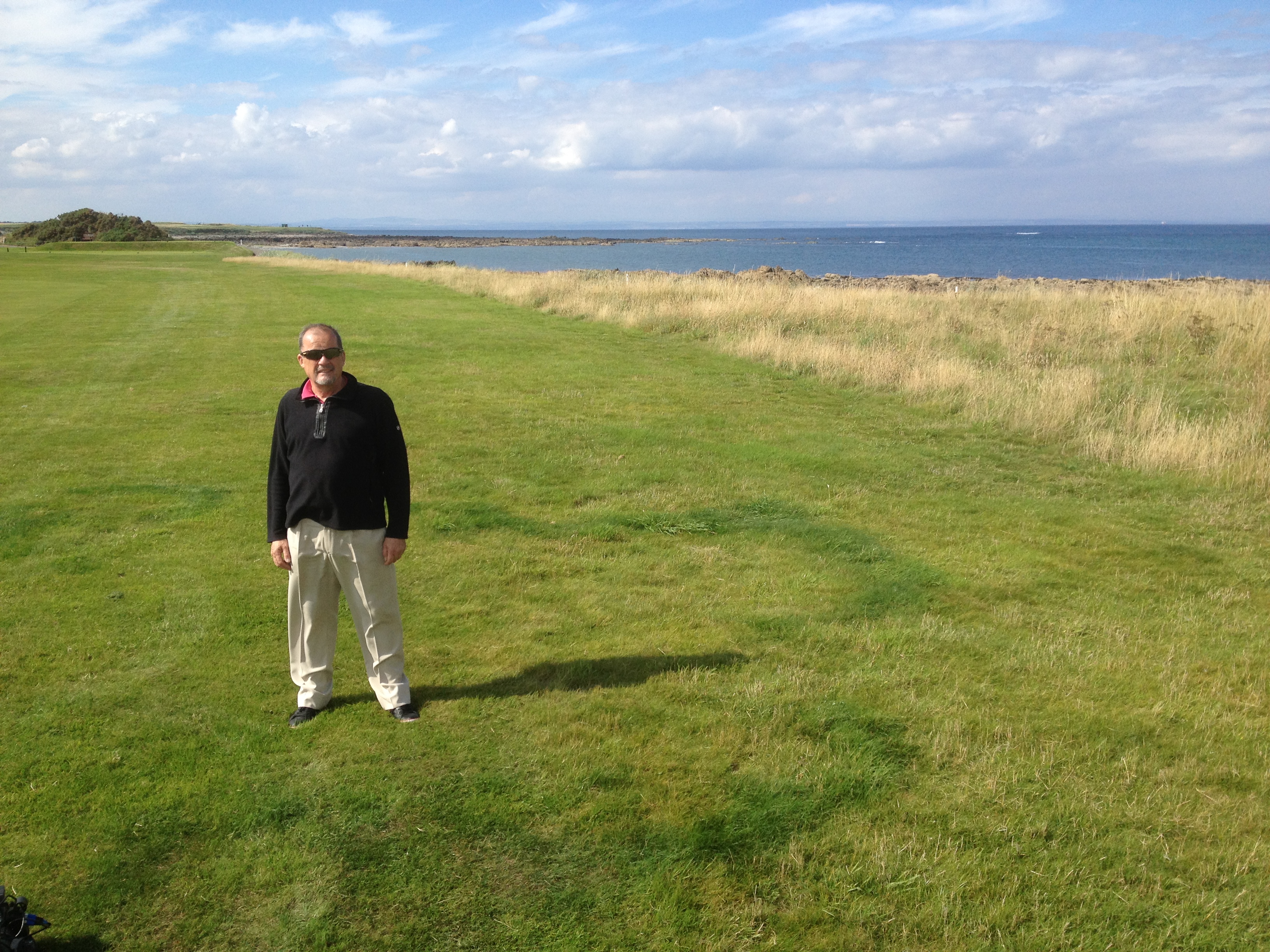 Dominique filming at st Andrews a Golf series