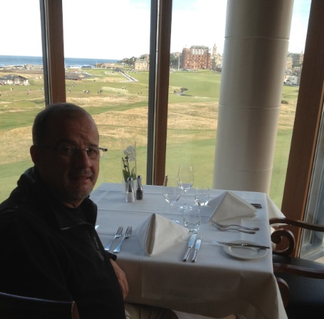 Dominique taking a break at St Andrews Old Course Scotland