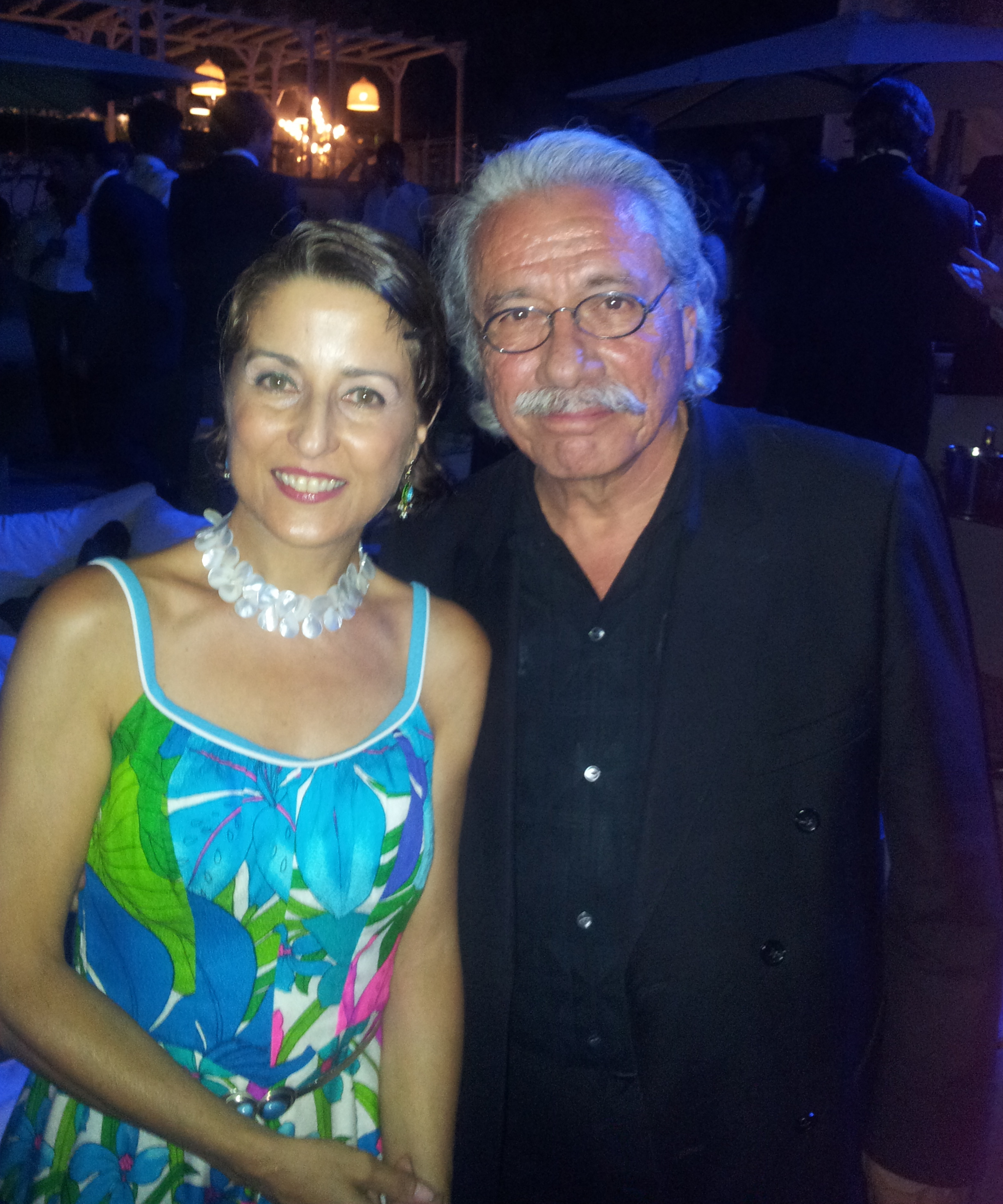 Esther Regina with actor Edward James Olmos at Platino Awards