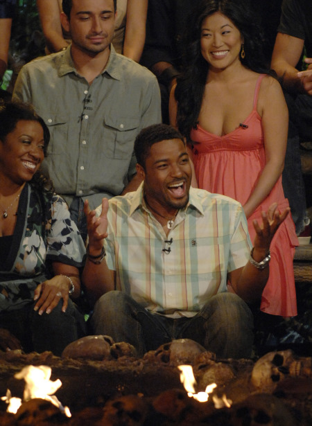 Still of Stacy Kimball, Cassandra Franklin, Earl Cole and Alex Angarita in Survivor: You've Got a Puzzled Look (2007)