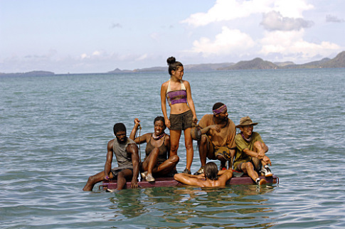 Still of Stacy Kimball, Cassandra Franklin, Andria Herd, Alex Angarita and Kenward Bernis in Survivor: A Smile, Velvet Gloves and a Dagger in My Pocket (2007)