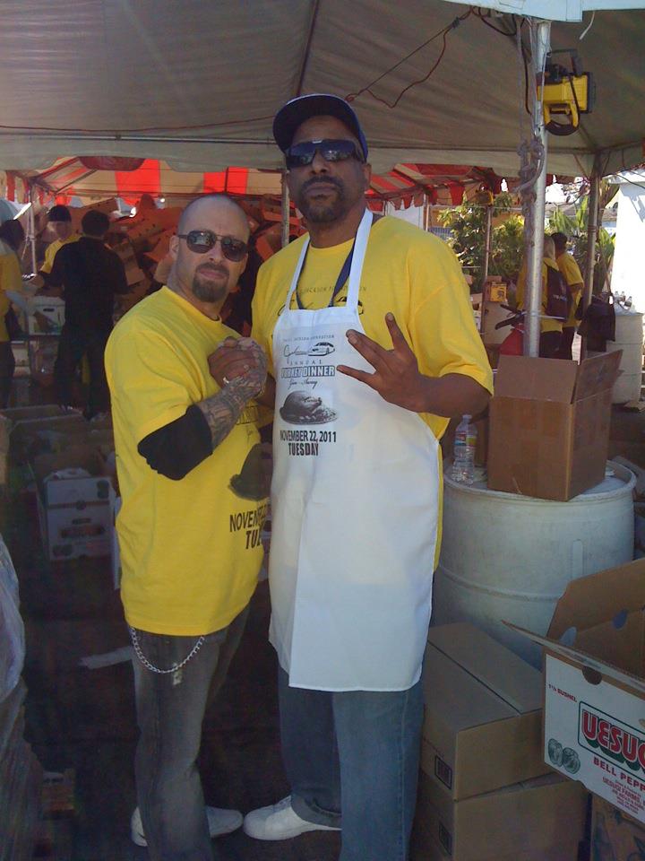 Me and Tone Loc at the annual Thanksgiving turkey give away charity held by Jackson Limousines.