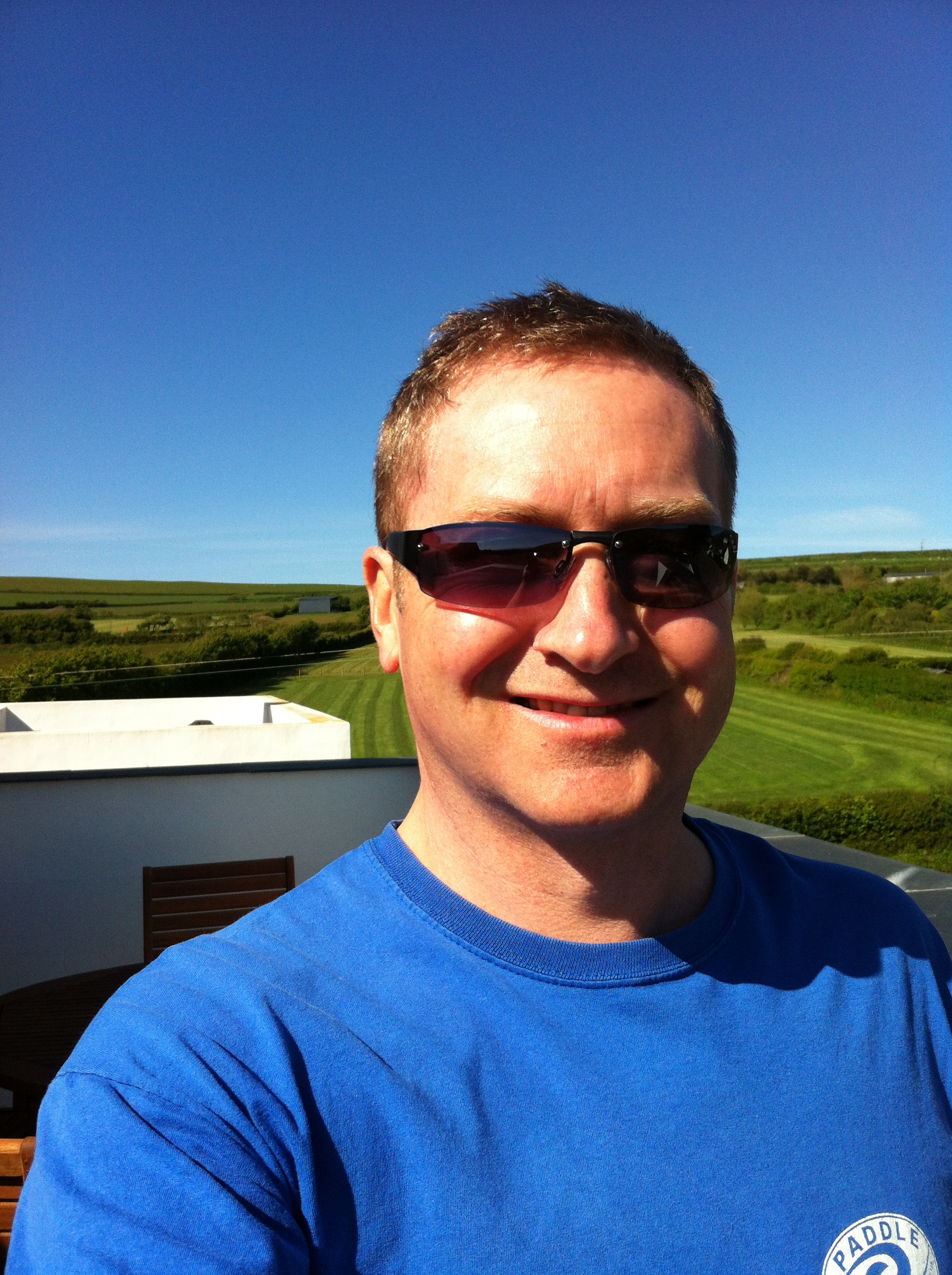 On the balcony in Croyde after a close shave..