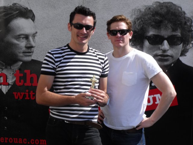 Receiving The Grand Festival Award for Best Short Film at the Berkeley Film Festival 2009. With actor Philip Bulcock.