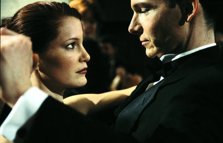 Eve (Abby Sugrue) tries to keep Miles (Dave Coyne) occupied during the ball by letting him lead her through a waltz.