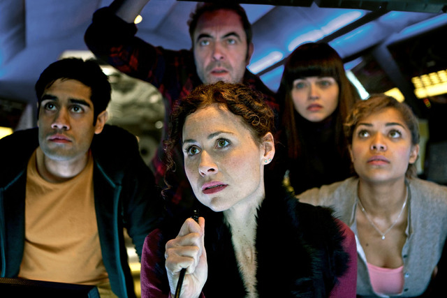 Sasha Dhawan, James Nesbitt, Minnie Driver, Vera Filatova and Antonia Thomas as The Orpheus crew in The Deep (BBC)