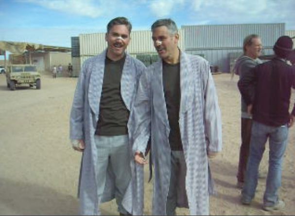 Girard Swan and George Clooney on the set of The Men Who Stare At Goats (October 2009)
