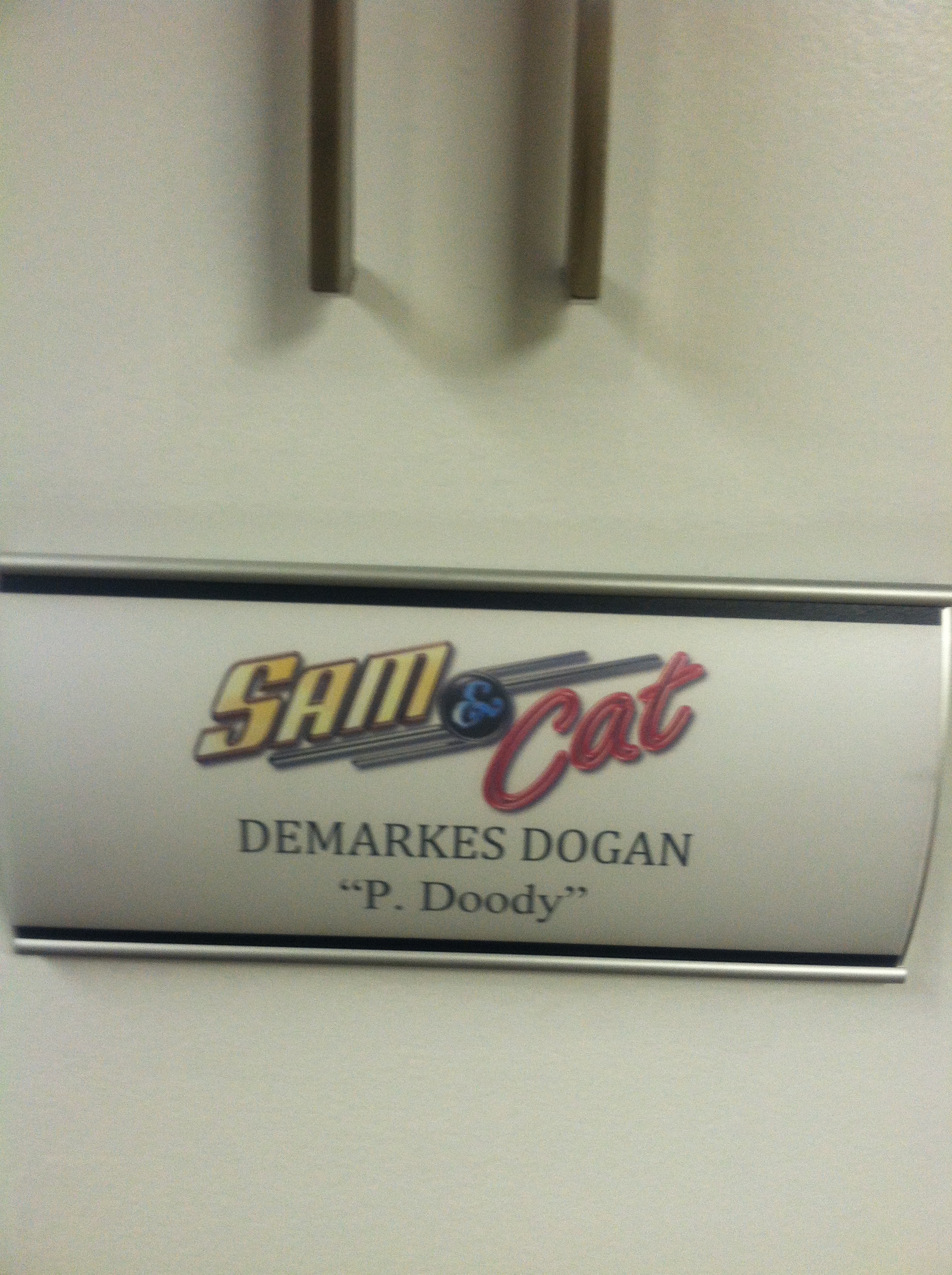 Name Plate on Dressing Room Door on set of Sam & Cat