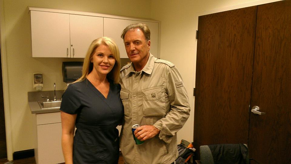 Carole Wood as a Nurse in Assumed Killers prepares for her scene with Armand Asanti.