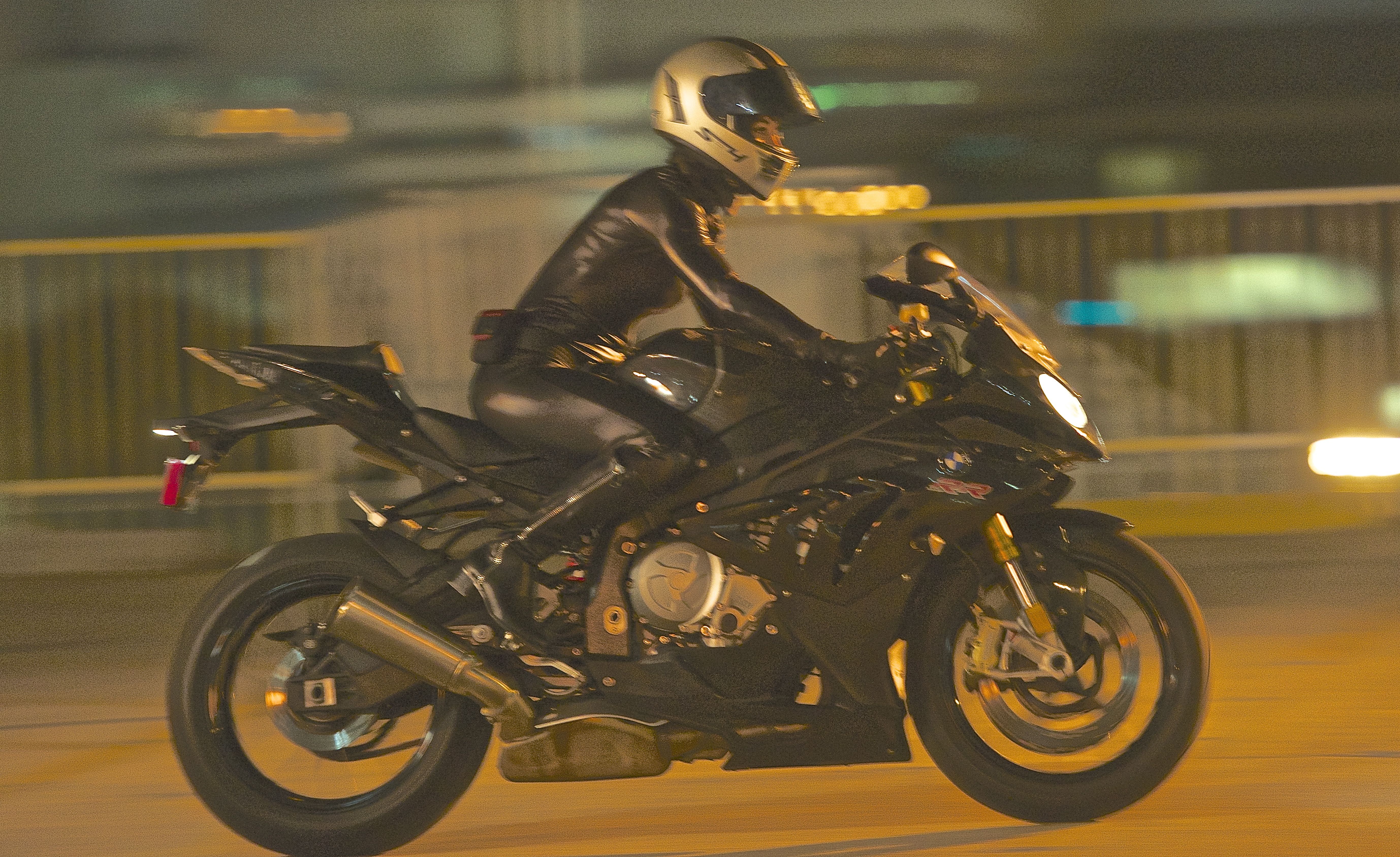 Alison Bacon riding a BMW 1000RR in a commercial directed by Alex Perry