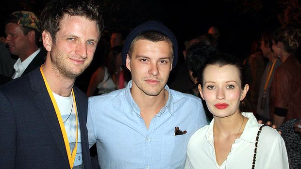 Aaron Glenane, Xavier Samuel and Emily Browning at the Drift Premiere