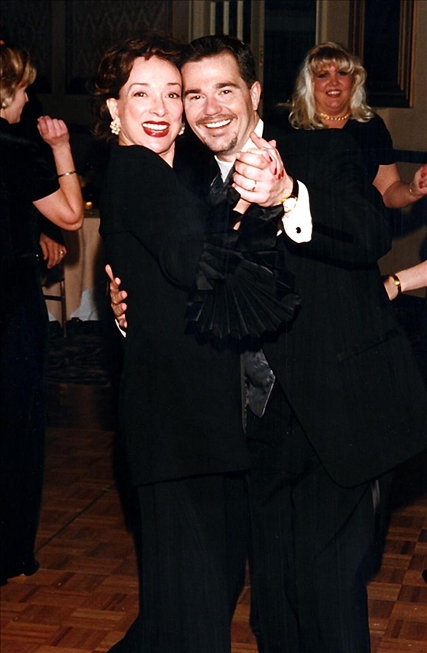 Donnie with longtime friend Dixie Carter of Designing Women dancing cheek to cheek!