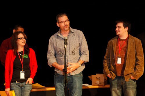 Accepting the Best Acting award at the Project 21 Film festival in Philadelphia, PA.