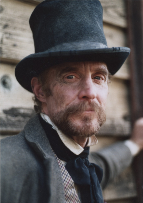 Deadwood, third season. The coat, vest, shirt, tie, and trousers were made by John for the show. The topper was brand new, but was dented, sanded, bent, beat up, and otherwise professionally 