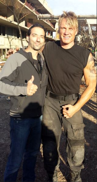 With Dolph Lundgren on set of 'The Expendables 3' in Bulgaria