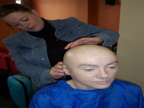 Applying a bald cap