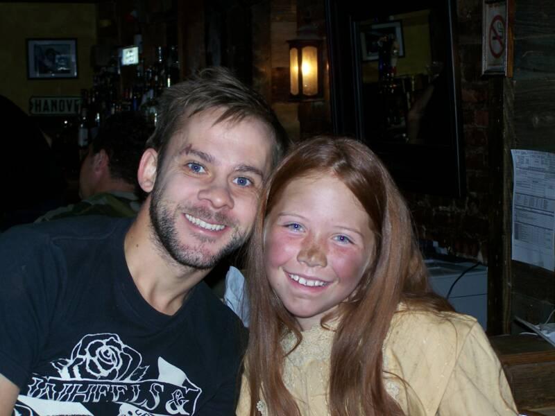 Haidyn and Dominic Monaghan on set of 