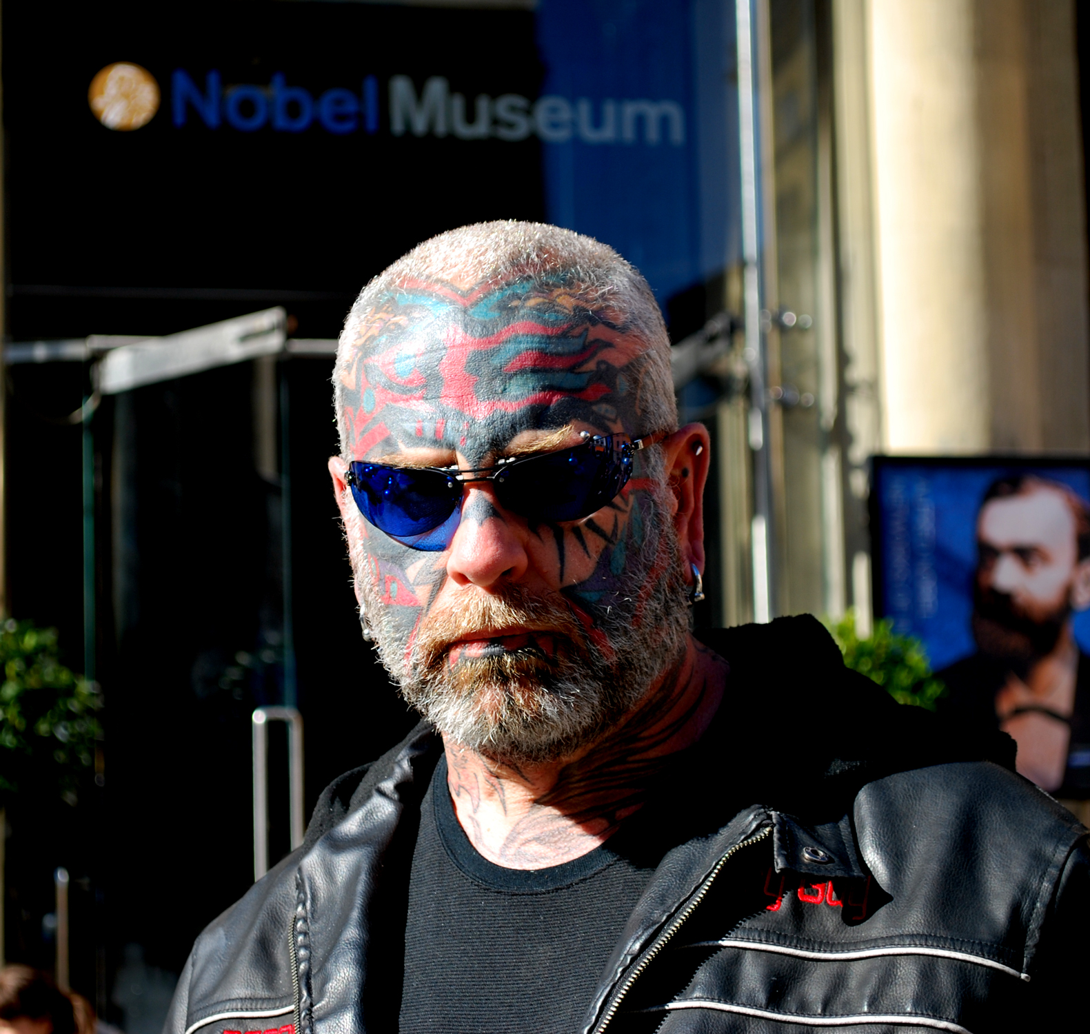 THE SCARY GUY ON TOUR IN STOCKHOLM SWEDEN IN FRONT OF THE NOBEL MUSEUM