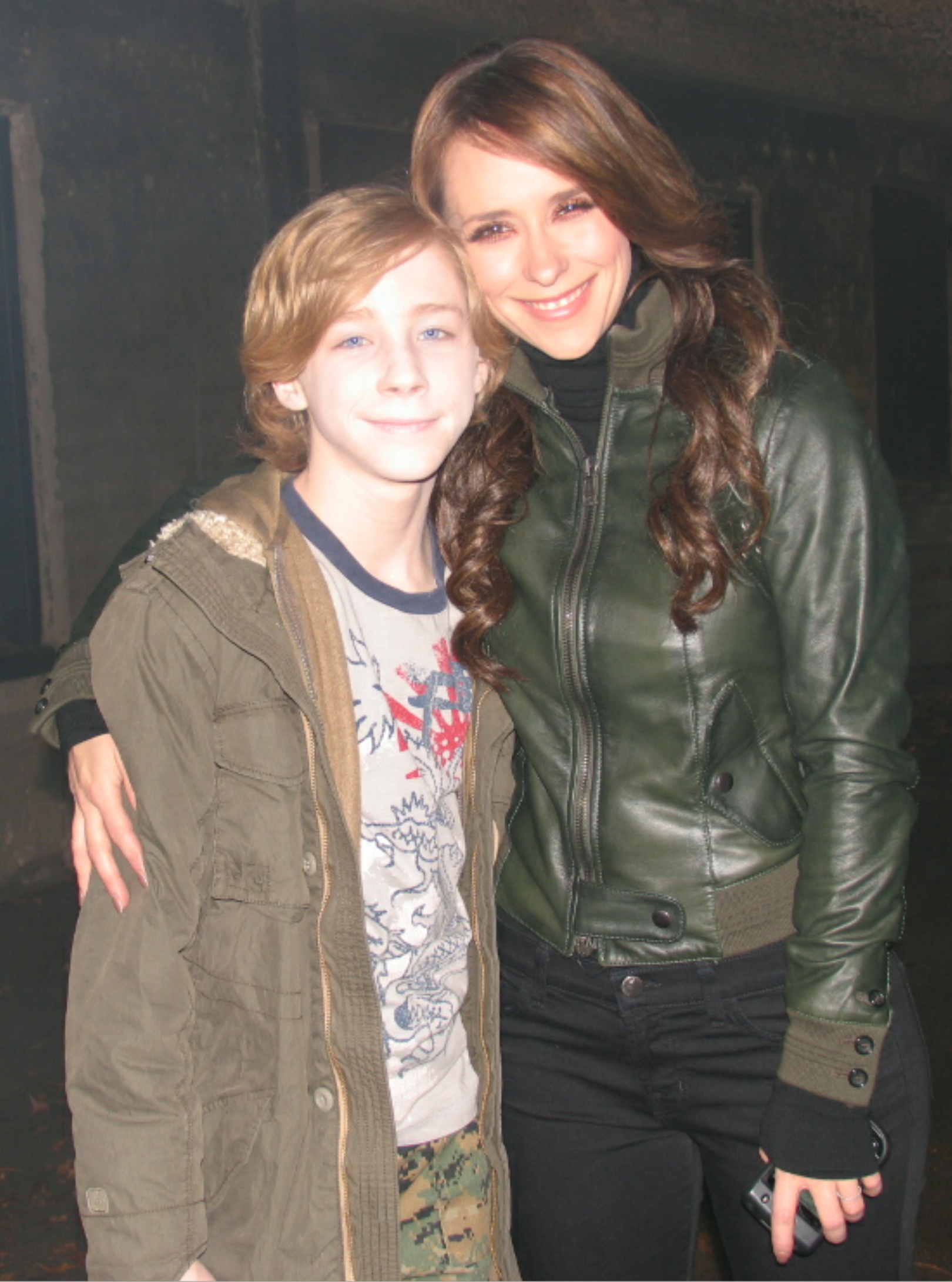 Joey Luthman with Jennifer Love Hewitt on set of 