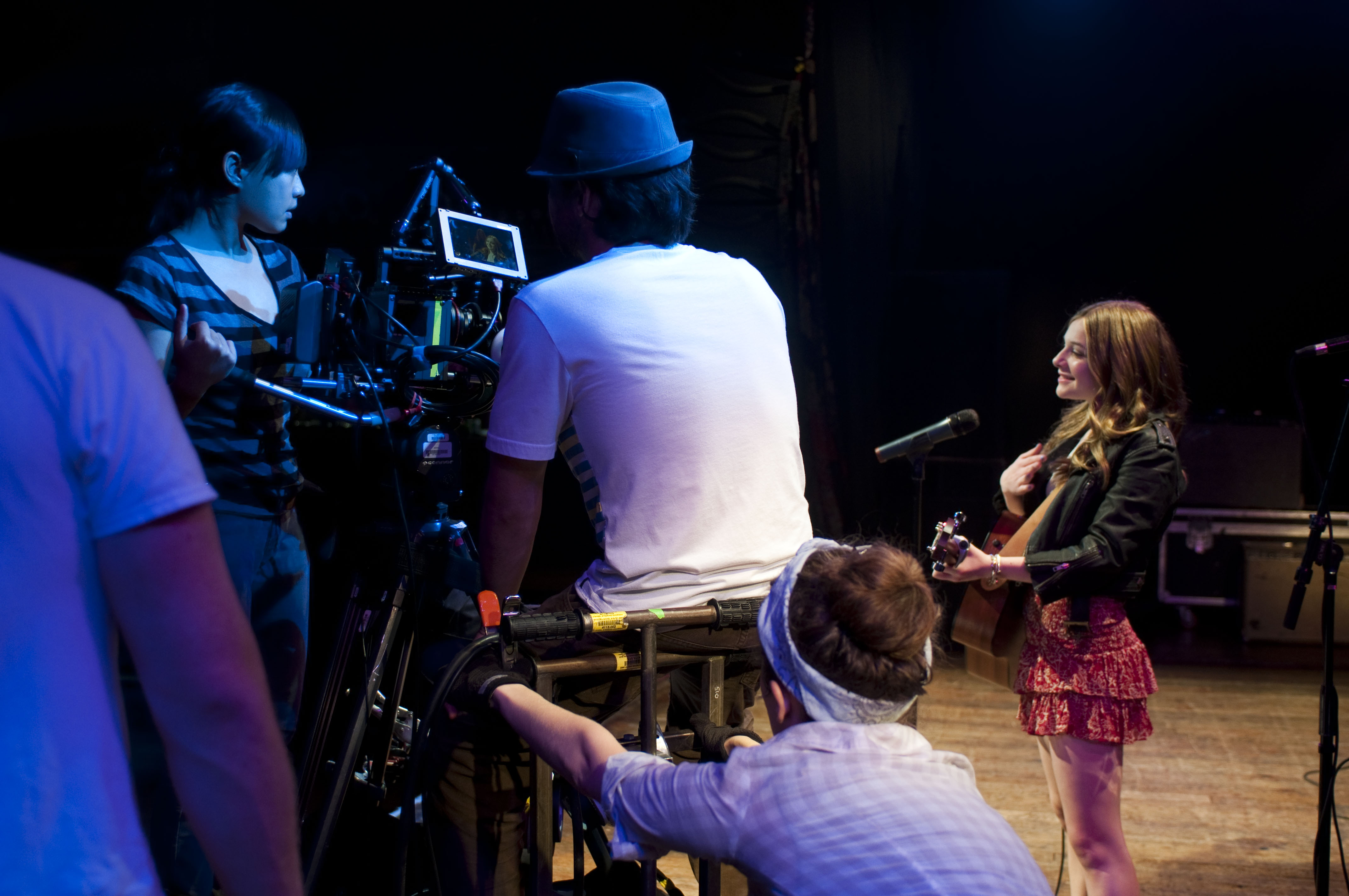 Jami Belushi on the set of her music video for 