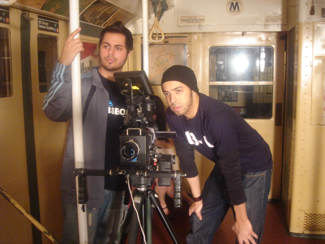 Yuri Alves and Harold Jimenez on set.