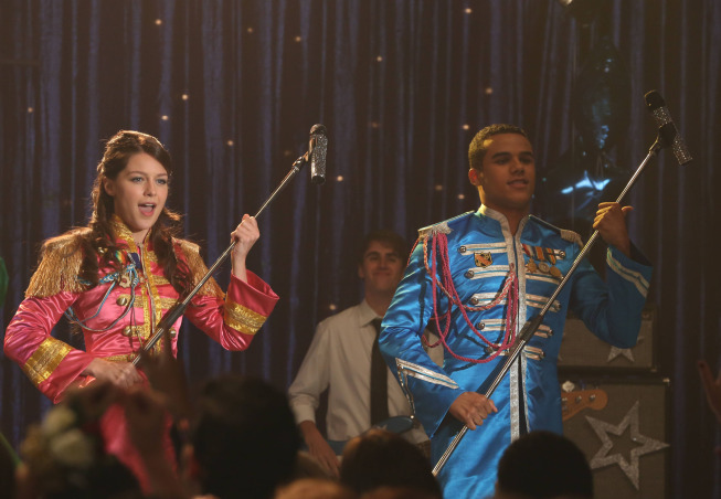 Still of Melissa Benoist and Jacob Artist in Glee (2009)