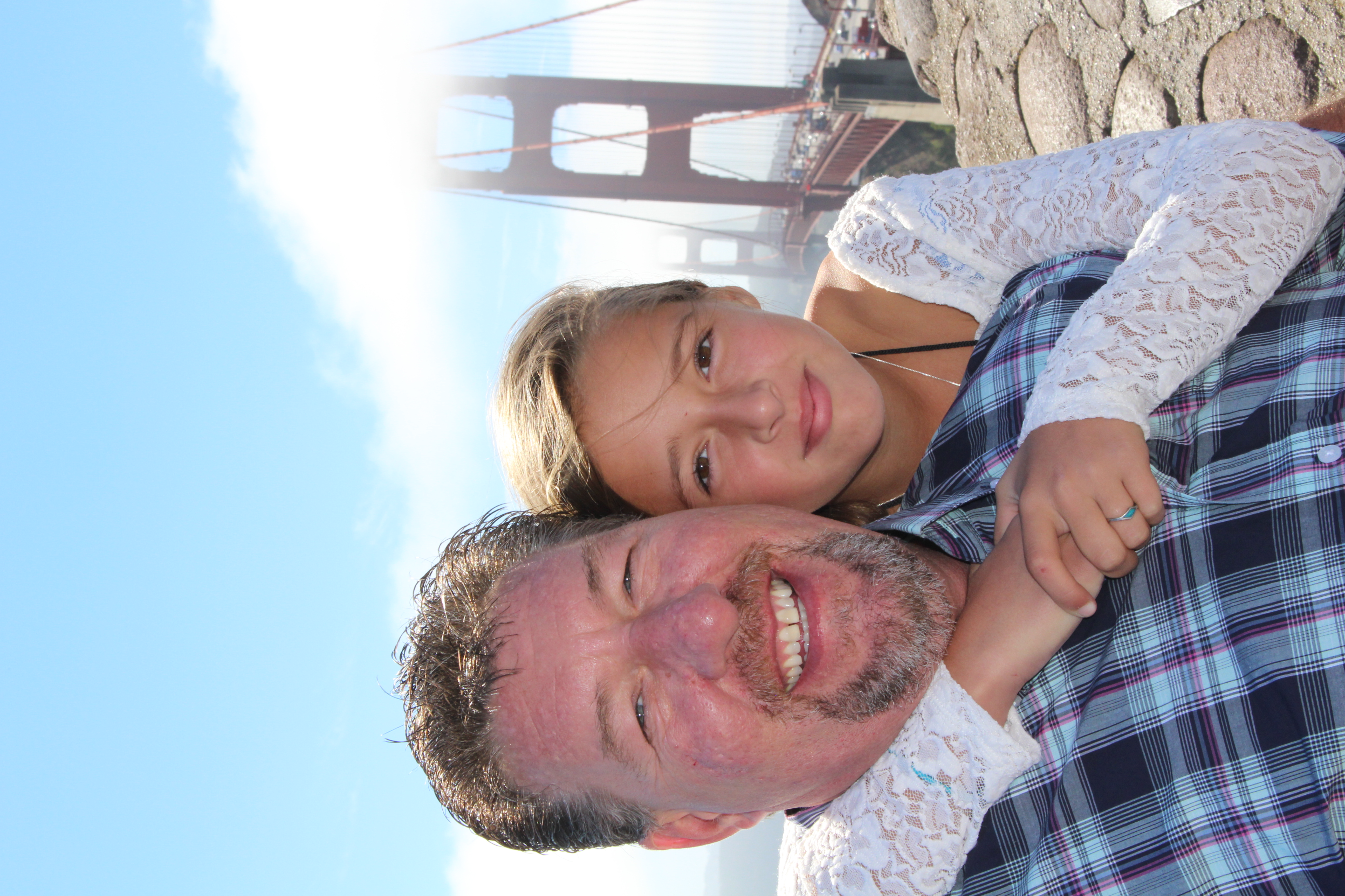 Malia and Rob at the Golden Gate Bridge.