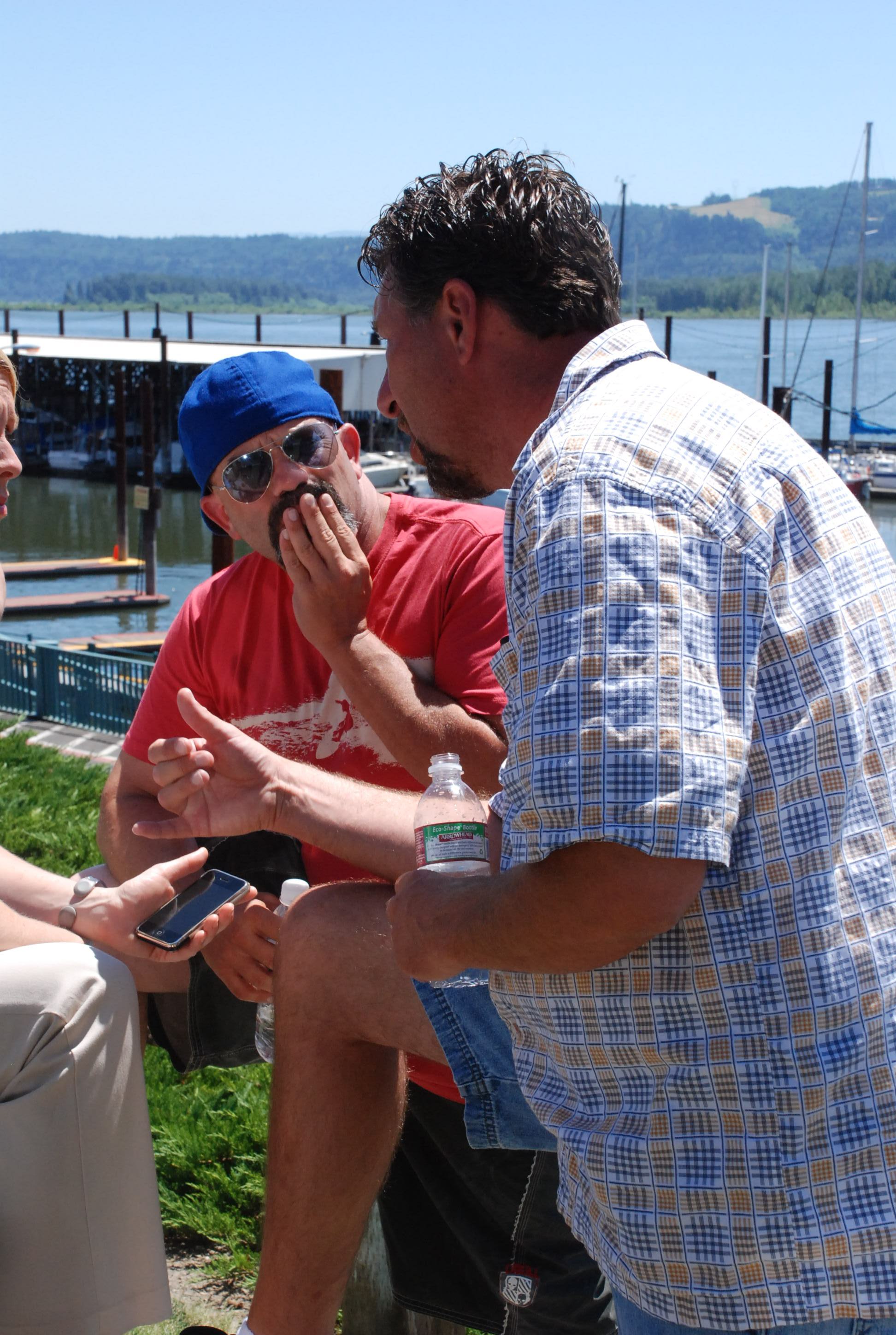 Lee Arenberg and Rob Working it out on set