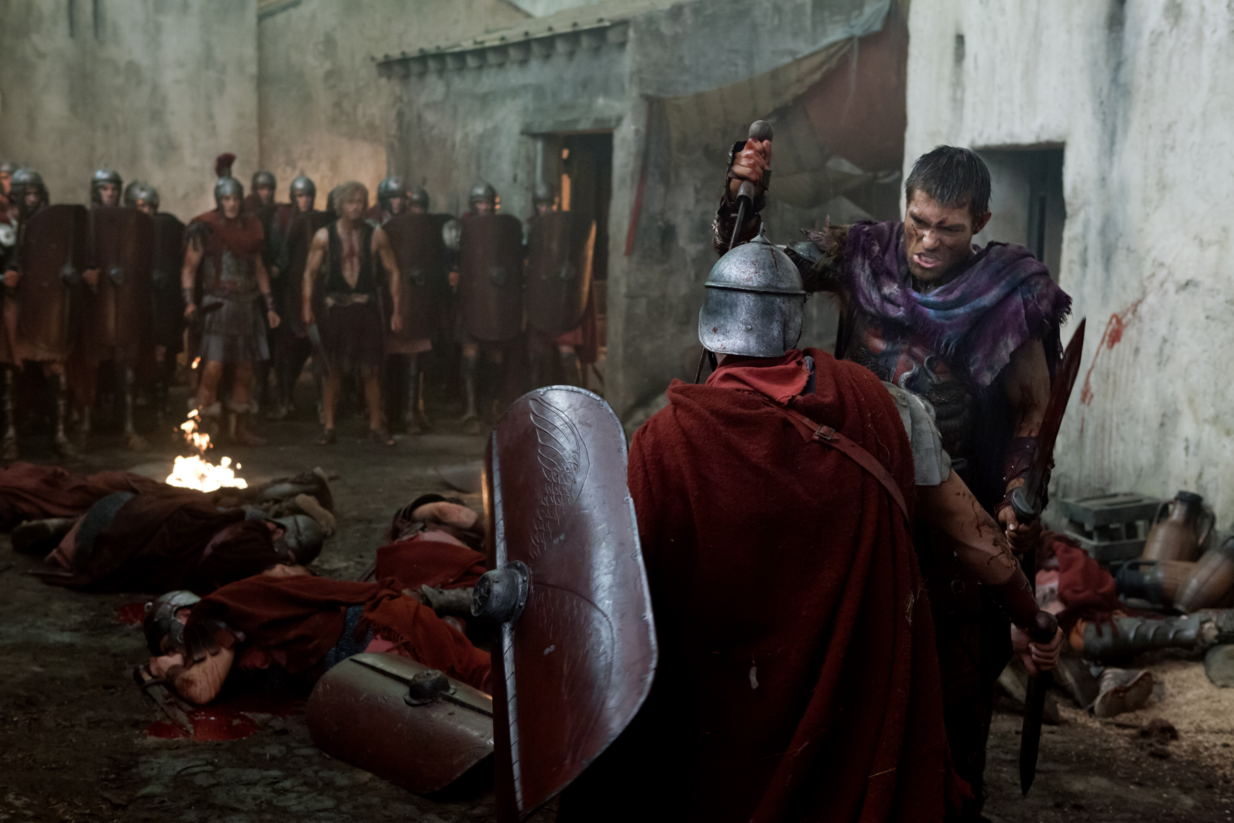 Still of Simon Merrells, Liam McIntyre and Todd Lasance in Spartacus: Blood and Sand (2010)