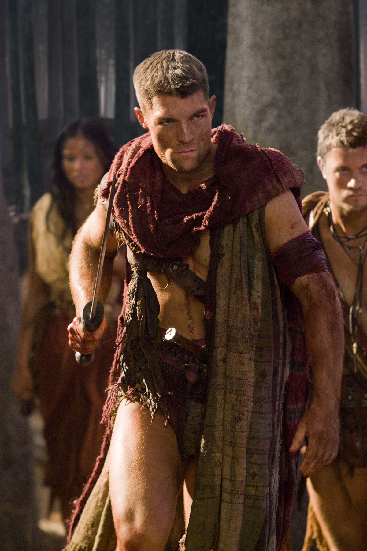 Still of Katrina Law, Daniel Feuerriegel and Liam McIntyre in Spartacus: Blood and Sand (2010)