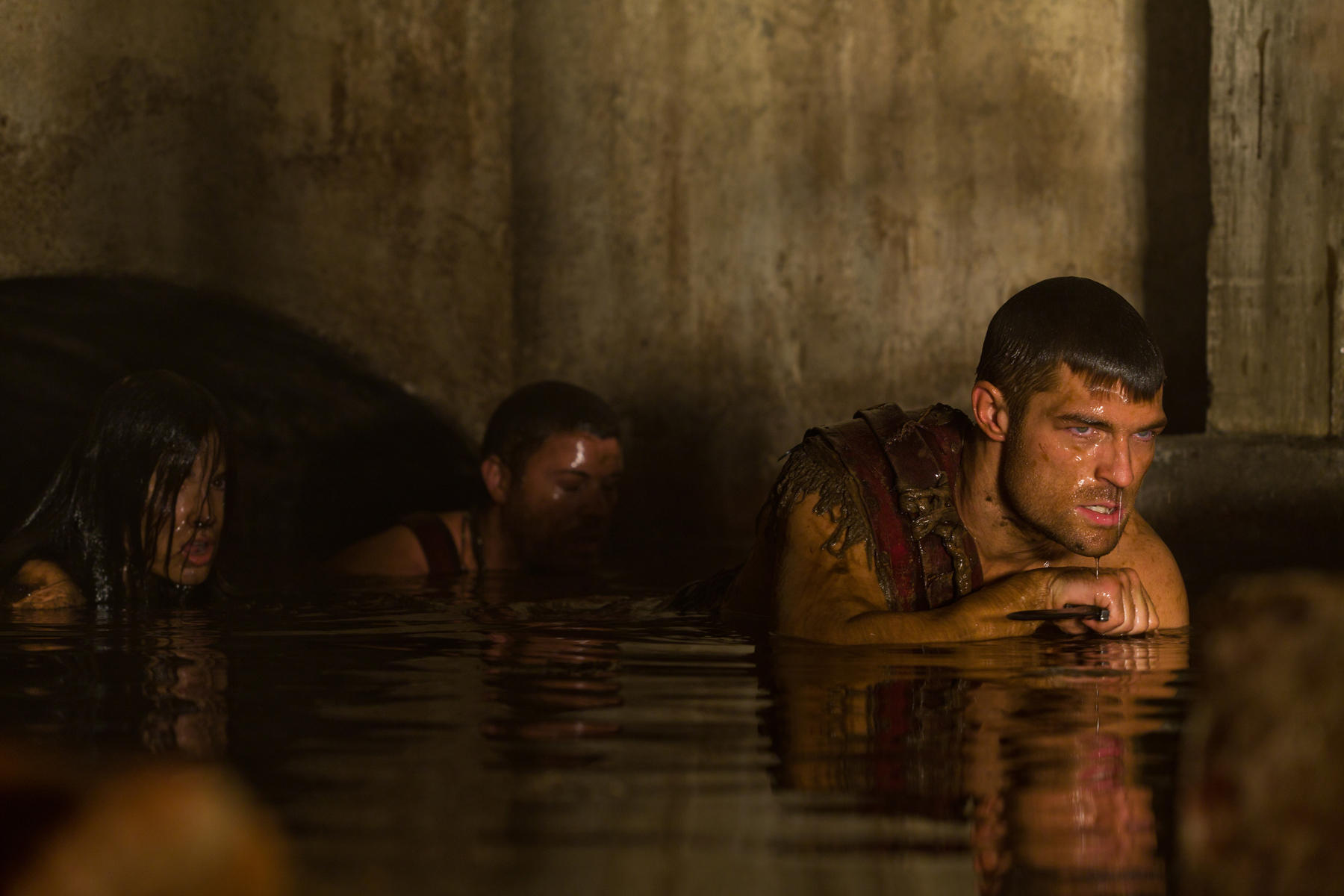 Still of Katrina Law, Daniel Feuerriegel and Liam McIntyre in Spartacus: Blood and Sand (2010)