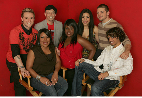 Still of Melinda Doolittle, Sanjaya Malakar, Jordin Sparks, Phil Stacey, LaKisha Jones, Blake Lewis and Chris Richardson in American Idol: The Search for a Superstar (2002)