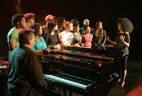 Still of Diana Ross, Michael Orland, Melinda Doolittle, Sanjaya Malakar, Jordin Sparks, Gina Glocksen, Chris Sligh, Haley Scarnato, Phil Stacey, LaKisha Jones and Blake Lewis in American Idol: The Search for a Superstar (2002)